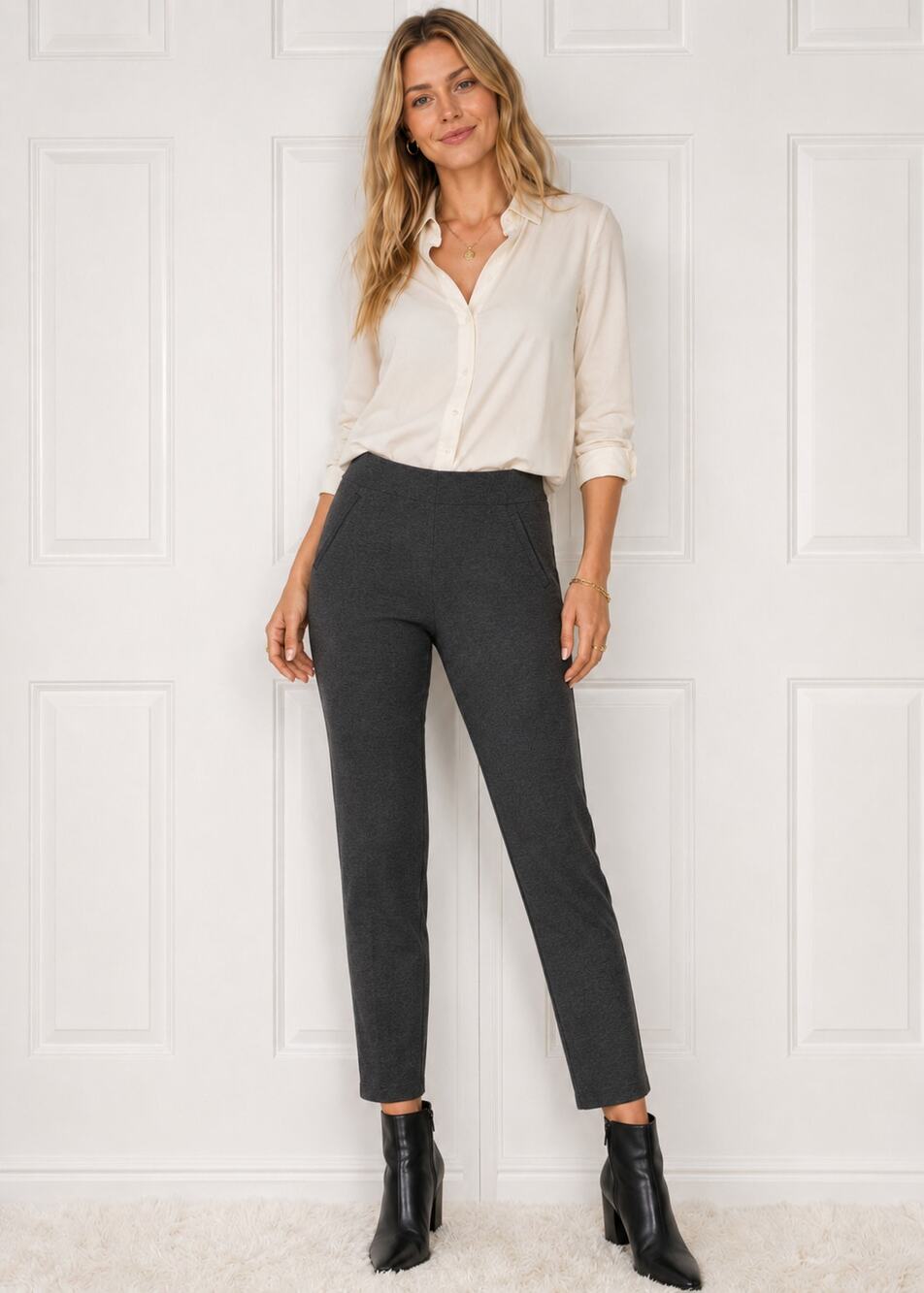 NWT Chico’s Ponte Pull-On Slim Ankle Charcoal Gray Pants
